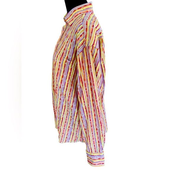 Bugatchi Uomo colorful 100% cotton button front striped shirt, size L - Picture 3 of 6
